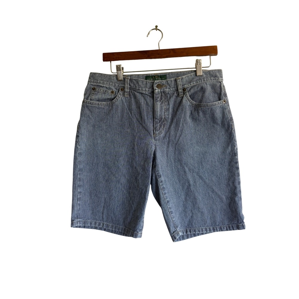 Lauren Jeans Co.‎ Women's Denim Blue Pinstripe Bermuda Shorts Size 8